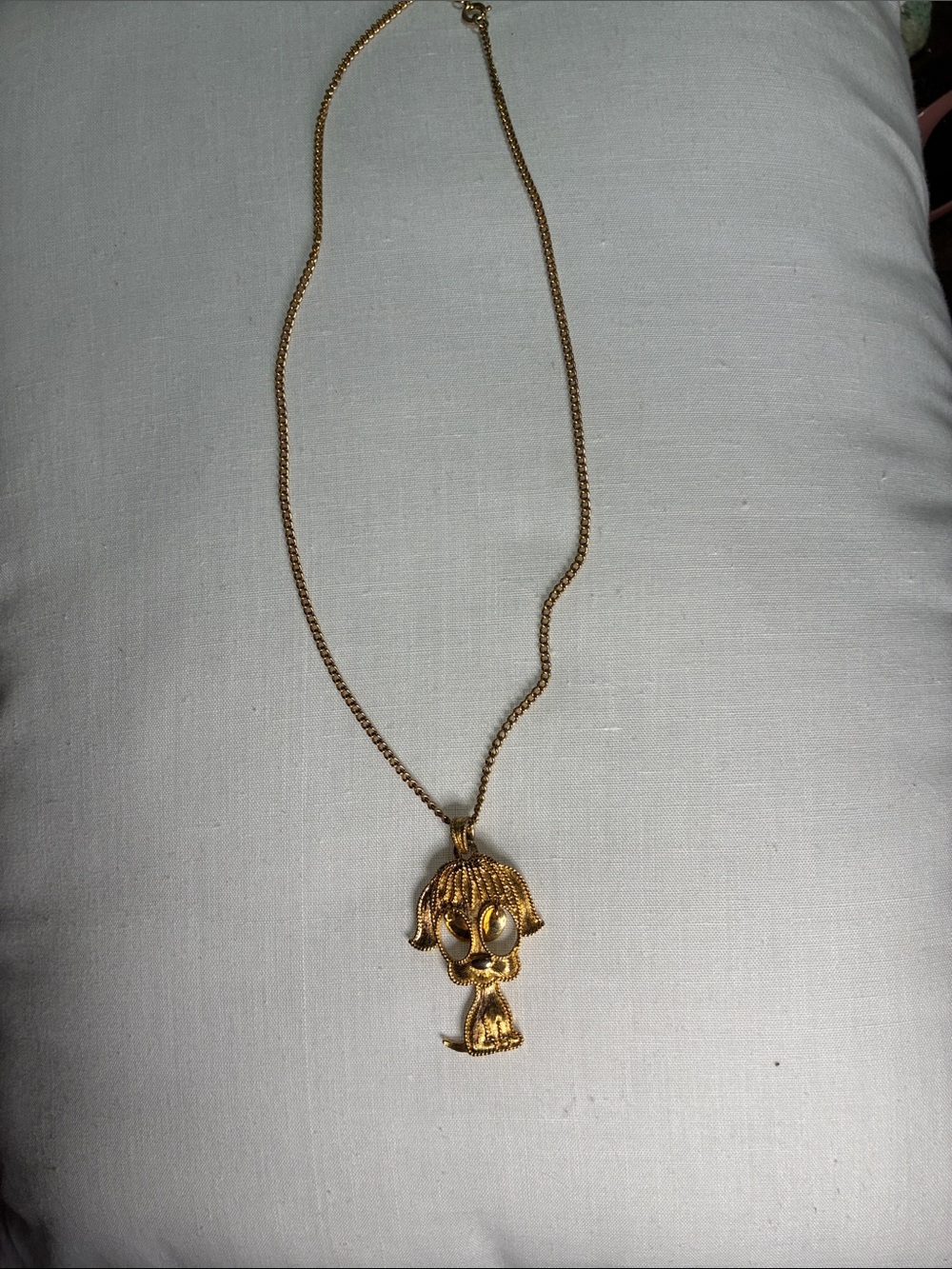 Vintage Puppy Dog Pendant Necklace - Women's Jewelry